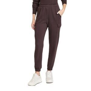 NWT UNIVERSAL THREAD Sweatpants Women L Cargo Jogger Brown 2-Flap-Pocket Pull-Up